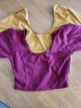 Indian Crop Top Set in Burgundy and Mustard